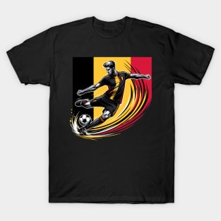 Dynamic Belgium Soccer Star in Action - Vector Design T-Shirt